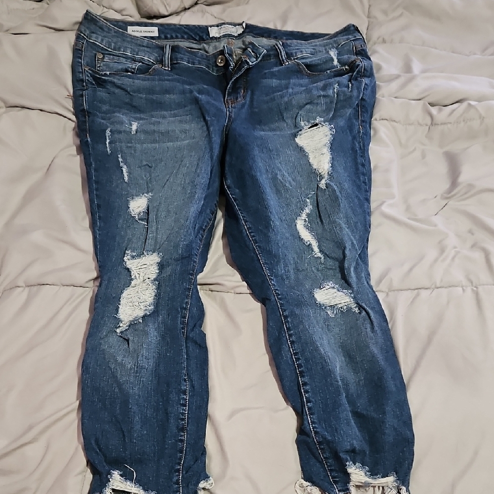 Torrid Distressed Blue Boyfriend Jeans